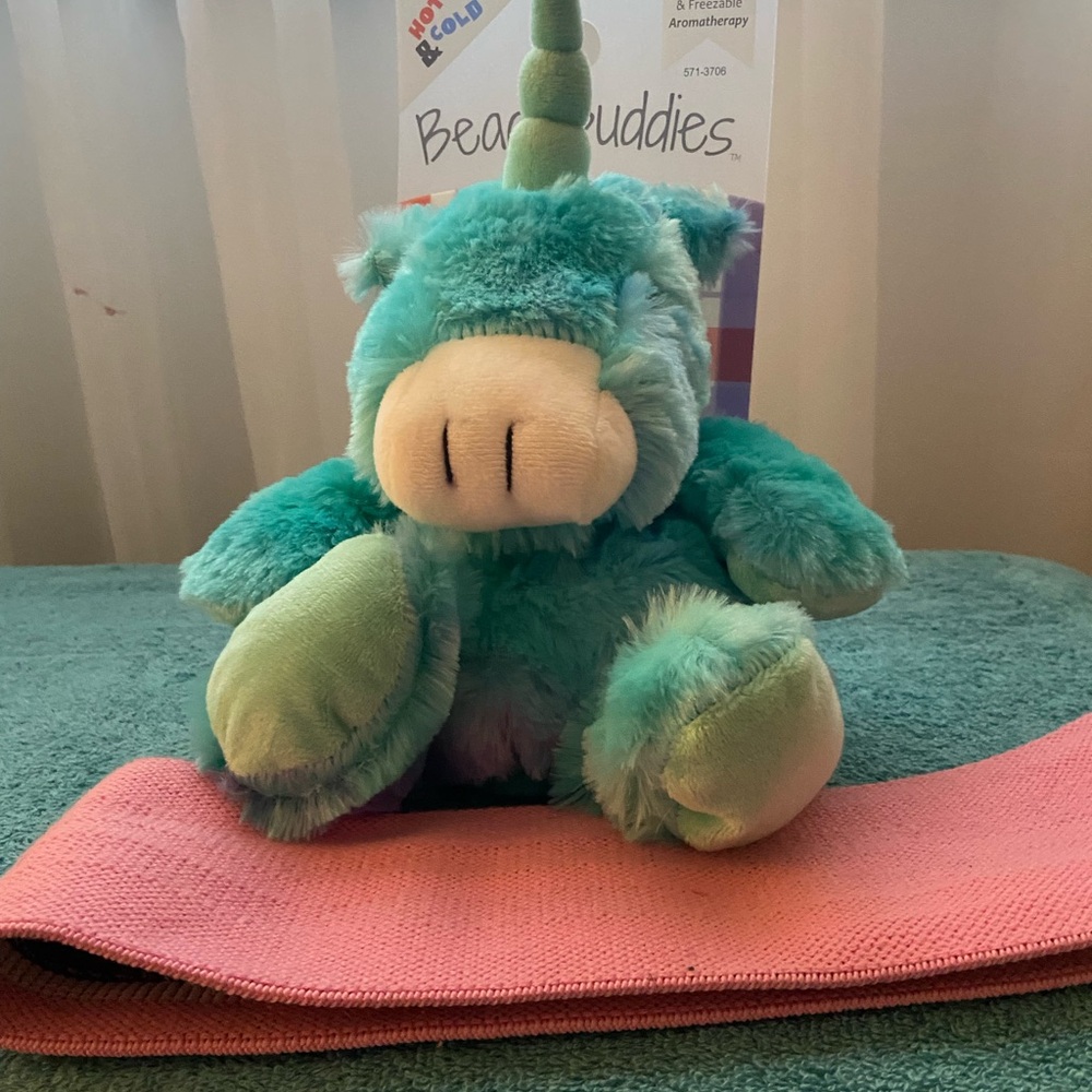 Heat/cool pad Plush Toy Teal and Pink Unicorn